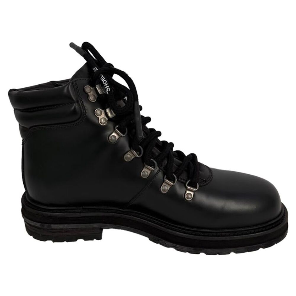 Off-White Hiking Ankle Boots in Black Leather